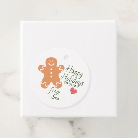 名前をカスタムするホリデージンジャーブレッドメッセージカード フェイバータグ (インサイチュ)