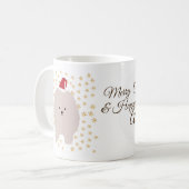 名前をカスタムするホリデーマグ、かわいい子犬 コーヒーマグカップ (正面左)