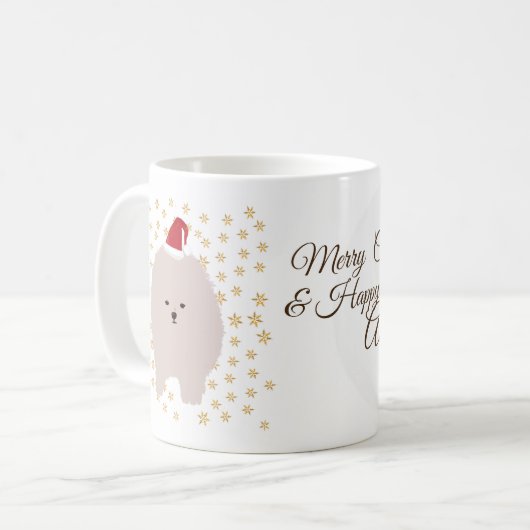 名前をカスタムするホリデーマグ、かわいい子犬 コーヒーマグカップ (正面左)