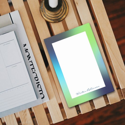 名前をカスタムするホログラフィックブルーグリーンターコイズ グラデーション ポストイット