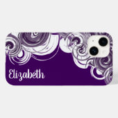 名前をカスタムするホワイトスパイラルパターンパープル抽象芸術 Case-Mate iPhoneケース (裏面 (横))