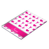 名前をカスタムするホワイトピンク体操スターハート ノートブック (左側)