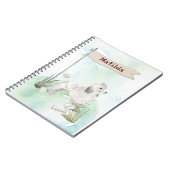 名前をカスタムするホワイトプードルペットドッグ ノートブック (左側)