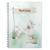 名前をカスタムするホワイトプードルペットドッグ ノートブック (正面)