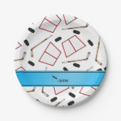 名前をカスタムするホワイトホッケーのスティックは網を覆う ペーパープレート (正面)