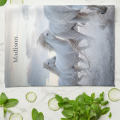 名前をカスタムするホワイトホース キッチンタオル (折り畳み)