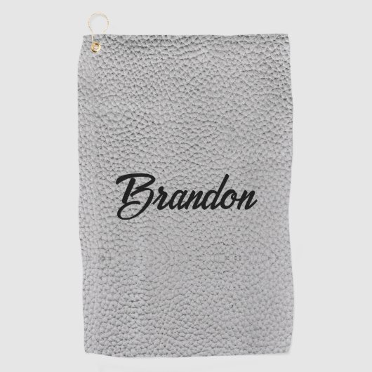 名前をカスタムするホワイトレザーゴルフタオル ゴルフタオル (正面)