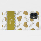 名前をカスタムするホワイト金ゴールド花嫁ハート Case-Mate iPhoneケース (裏面(横))