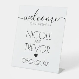 名前をカスタムするホワイト・カリグラフィー結婚ト・ウェルカム 台座サイン