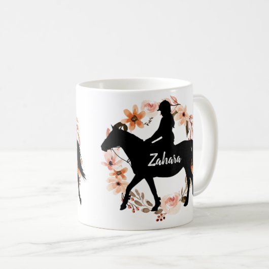 名前をカスタムするホースのコーヒーマグ コーヒーマグカップ (正面右)