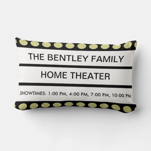 名前をカスタムするホームムービーシアターマーキーパーソナル ランバークッション (裏面)