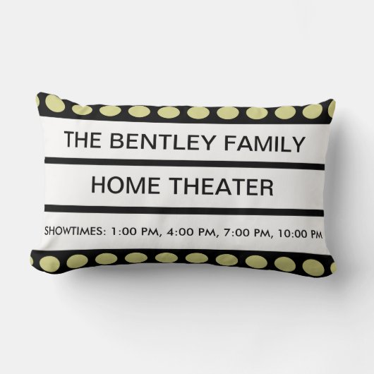 名前をカスタムするホームムービーシアターマーキーパーソナル ランバークッション (正面)