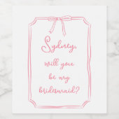 名前をカスタムするボウピンクの花嫁の提案 ワインラベル (シングルラベル)