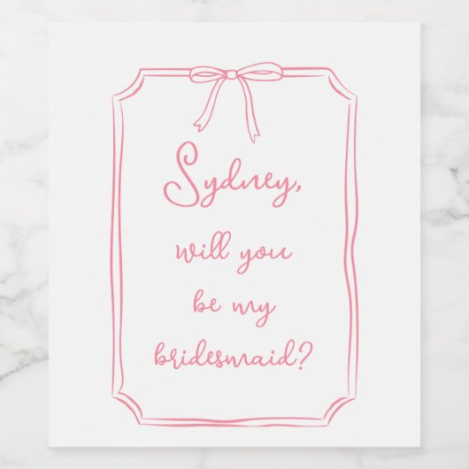 名前をカスタムするボウピンクの花嫁の提案 ワインラベル (シングルラベル)