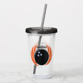 名前をカスタムするボウリング火炎付きボール アクリルタンブラー (裏面)