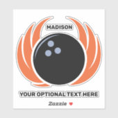 名前をカスタムするボウリング火炎付きボール シール (シート)