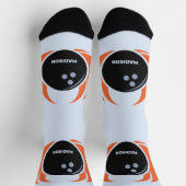 名前をカスタムするボウリング火炎付きボール ソックス (上部)