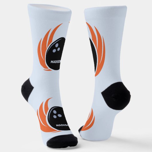 名前をカスタムするボウリング火炎付きボール ソックス (傾斜あり)