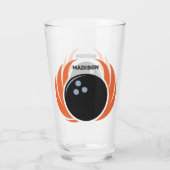 名前をカスタムするボウリング火炎付きボール タンブラーグラス (裏面)