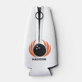 名前をカスタムするボウリング火炎付きボール ボトルクーラー (裏面)