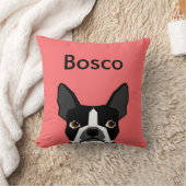 名前をカスタムするボストンテリアピローペットピロー クッション (ブランケット)