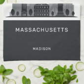 名前をカスタムするボストンマサチューセッツ キッチンタオル (折り畳み)