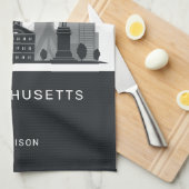 名前をカスタムするボストンマサチューセッツ キッチンタオル (四つ折り)