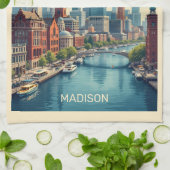 名前をカスタムするボストンマサチューセッツ キッチンタオル (折り畳み)