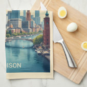 名前をカスタムするボストンマサチューセッツ キッチンタオル (四つ折り)