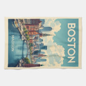 名前をカスタムするボストンマサチューセッツ キッチンタオル (横)