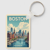 名前をカスタムするボストンマサチューセッツ キーホルダー (裏面)