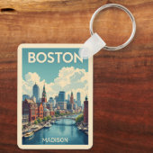 名前をカスタムするボストンマサチューセッツ キーホルダー (裏面)