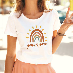 名前をカスタムするボホアーストゥーンレインボーサン Tシャツ