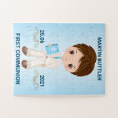 名前をカスタムするボーイファーストホーリーコミュニオンパズル ジグソーパズル (横)