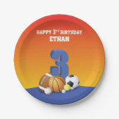 名前をカスタムするボーイ第3期バースポーズボール ペーパープレート (正面)