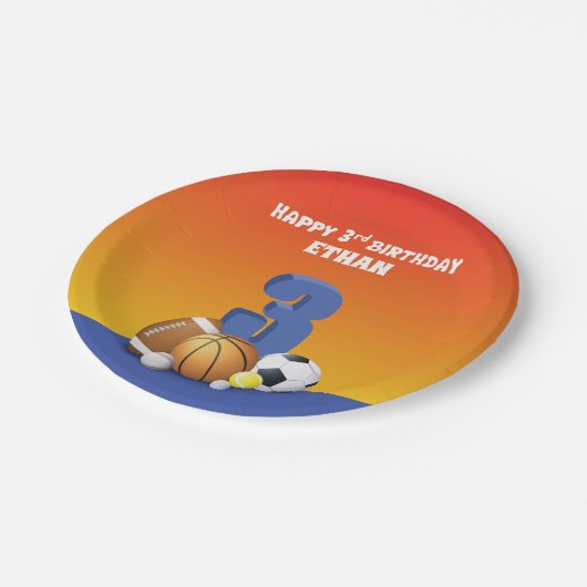 名前をカスタムするボーイ第3期バースポーズボール ペーパープレート (アングル)