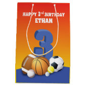 名前をカスタムするボーイ第3期バースポーズボール ミディアムペーパーバッグ (裏面)