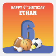 名前をカスタムするボーイ第6誕生日スポーツボール