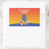 名前をカスタムするボーイ第6誕生日スポーツボール 長方形シール (バッグ)