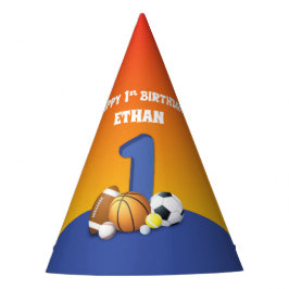 名前をカスタムするボーイ1歳バースデースポーツボール パーティーハット