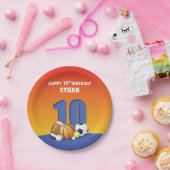 名前をカスタムするボーイ10誕生日スポーツボール ペーパープレート (パーティー)