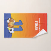 名前をカスタムするボーイ11誕生日スポーツボール バスタオルセット (ハンドタオル)