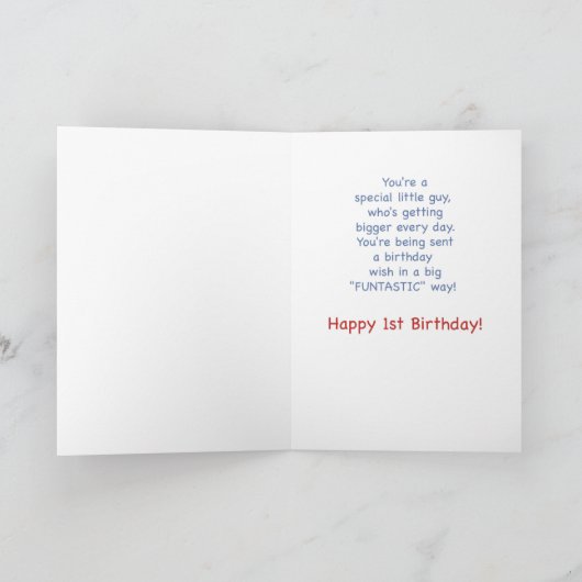 名前をカスタムするボーイ1stテディベアバルーン誕生日 カード (内部)