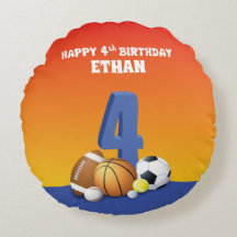 名前をカスタムするボーイ4thバースデースポーツボールラウンドパイ