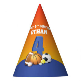名前をカスタムするボーイ4thバースデースポーツボール パーティーハット