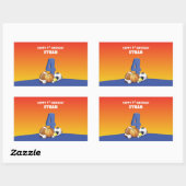 名前をカスタムするボーイ4thバースデースポーツボール 長方形シール (シート)