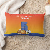 名前をカスタムするボーイ5番誕生日スポーツボール ランバークッション (ブランケット)