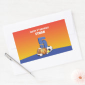 名前をカスタムするボーイ5番誕生日スポーツボール 長方形シール (封筒)