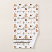 名前をカスタムするボーホウッドランドジャングル動物のパターン バスタオルセット (ハンドタオル)