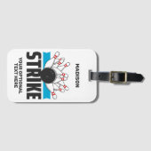 名前をカスタムするボーリングストライキ ラゲッジタグ (正面横)